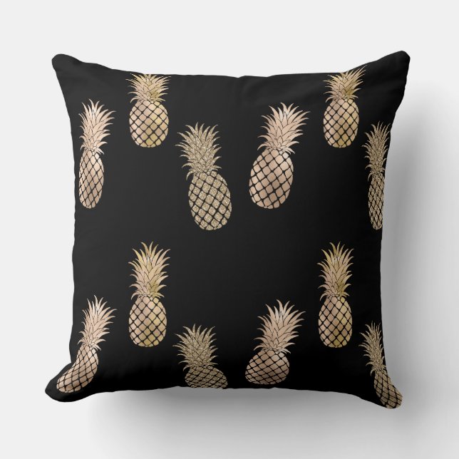 Guld Glam Pineapples Kudde (Framsida)
