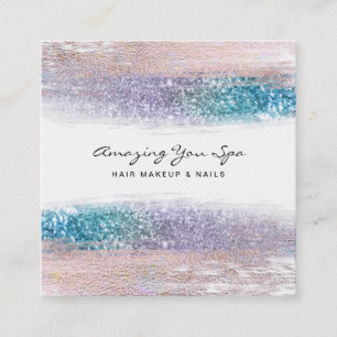 *~* Guld Glam Rainbow Glitter ExcitingLuxe Square Fyrkantigt Visitkort