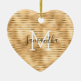 Guld Glam Rand personlig Monogram Julgransprydnad Keramik