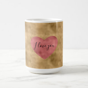 Guld Glam Red Heart Kärlek Kaffemugg