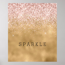 Guld Glam  Rosa Glitter Gnistra Poster