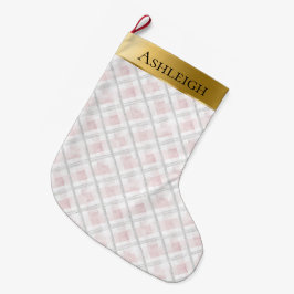 Guld Glam Rosa Vit Hjärt Slags Christmas Stor Julstrumpa