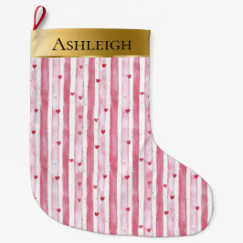 Guld Glam Rosa White Heart Rand jul Stor Julstrumpa