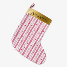 Guld Glam Rosa White Heart Rand jul Stor Julstrumpa