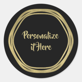 Guld Glam & Svarta Ringar (Alla Färger) Modern Gla Runt Klistermärke