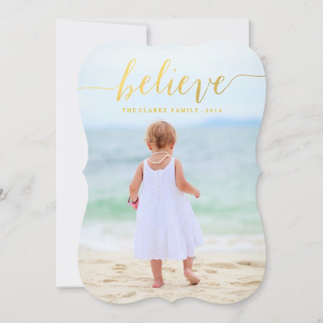 Guld Glam Tro Helgdag Photo Card 2 Julkort (Framsida)