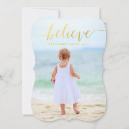 Guld Glam Tro Helgdag Photo Card 2 Julkort