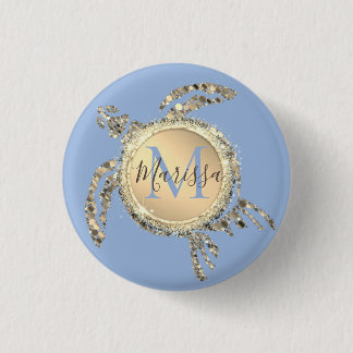 Guld Glam Turtle Monogram Button Knapp