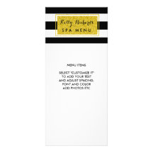 Guld Glamor Black White Rand Salon Menu