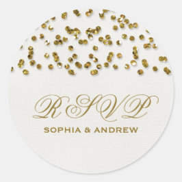 Guld Glamor Glitter Confetti OSA Runt Klistermärke