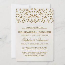 Guld Glamor Glitter Confetti Rehearsal Middag Inbjudningar