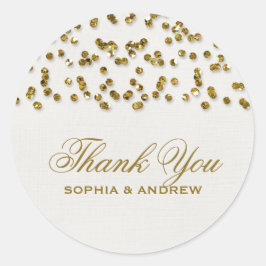 Guld Glamor Glitter Confetti Tack Sticker Runt Klistermärke