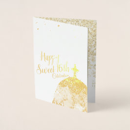 Guld Glamor Spark Drip Sweet 16 inbjudningsfolie Folierat Kort