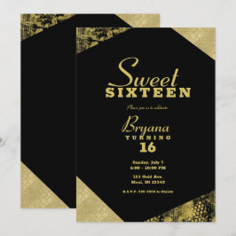 Guld Glamour Geometrisk Modern Chic Sweet 16-fest Inbjudningar