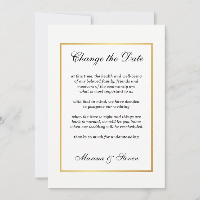 Guld Glamour Ram Event Förändra Datum Inbjudningar (Framsida)