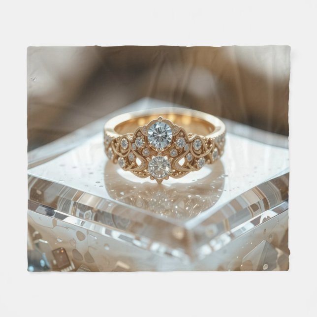guld glänsande diamant ring fleecefilt (Framsidan (Horisontell))