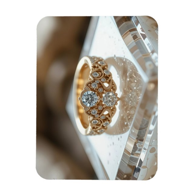 guld glänsande diamant ring magnet (Vertikal)