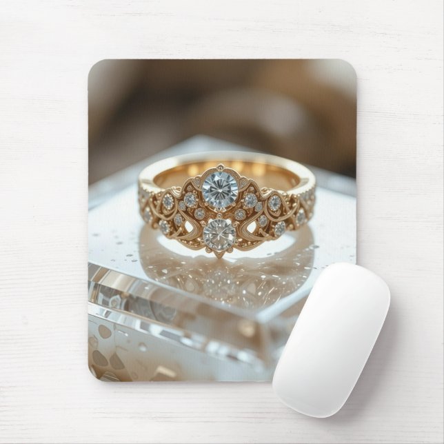 guld glänsande diamant ring musmatta (Med mus)