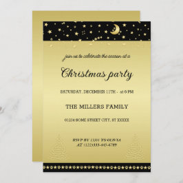 Guld glänsande julstjärnor, tassar på guld och sva inbjudningar