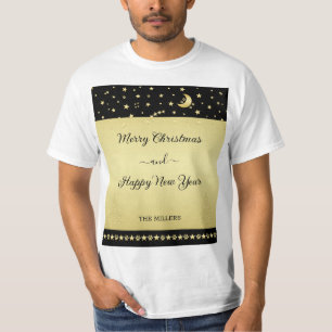 Guld glänsande julstjärnor, tassar på guld och sva t shirt