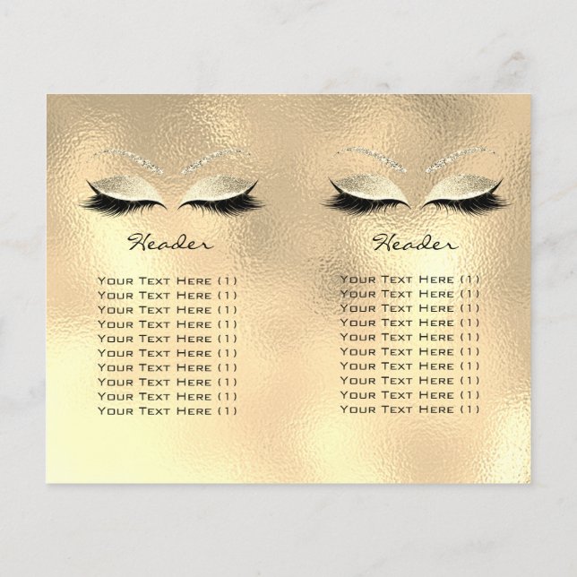 Guld Glass Glitter Makeup Öga Lash Prices-bipackse Flygblad (Baksidan)