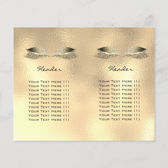 Guld Glass Glitter Makeup Öga Lash Prices-bipackse Flygblad (Baksidan)
