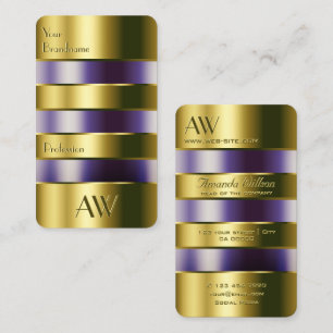 Guld Glass Lila Liquids Faux Engrave Brev Visitkort