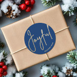 Guld GLATT om blå jul Runt Klistermärke<br><div class="desc">Glatta i ett blått skript i elegant guld är dessa 3-tumsmärken snyggt för vilken julklapp som helst eller för vilken julfest som helst eller tillfälle. MATCHING-objekt i vår samling.</div>