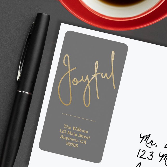 Guld GLATT om Grått-Returadressen Adressetikett (JOYFUL Faux Gold Foil on Gray  Return Address Labels)