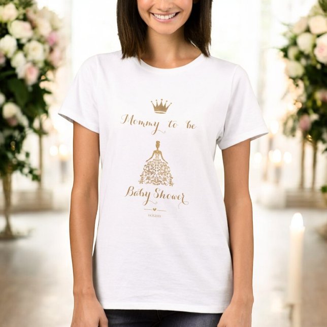 Guld Gliter Princess Baby Shower Mamma to be to be T Shirt (Skapare uppladdad)