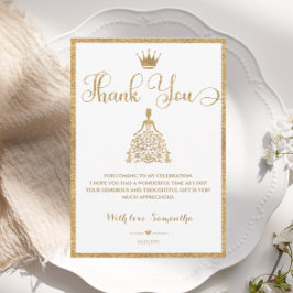 Guld Gliter Princess Baby Shower Tack för ditt kor Kort