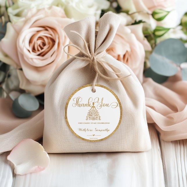 Guld Gliter Princess Baby Shower Tack Gåvor Etiketter (Skapare uppladdad)