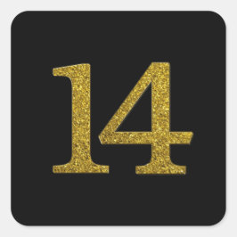 Guld Glitter 14 Wide Font Fyrkantigt Klistermärke