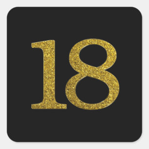 Guld Glitter 18 Wide Font Fyrkantigt Klistermärke