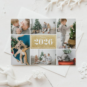 Guld Glitter 2025 Gott nytt år Fotokollage Julkort