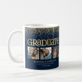 Guld Glitter 3 Photo Studenten Kaffemugg