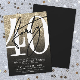 Guld Glitter 40-årsdag Inbjudningar
