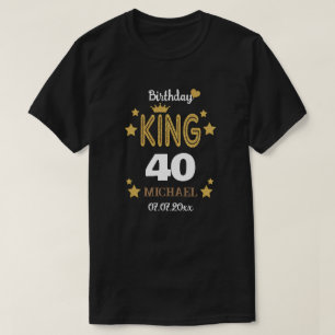 Guld Glitter 40:e födelsedag Kung Personlig Manar T Shirt