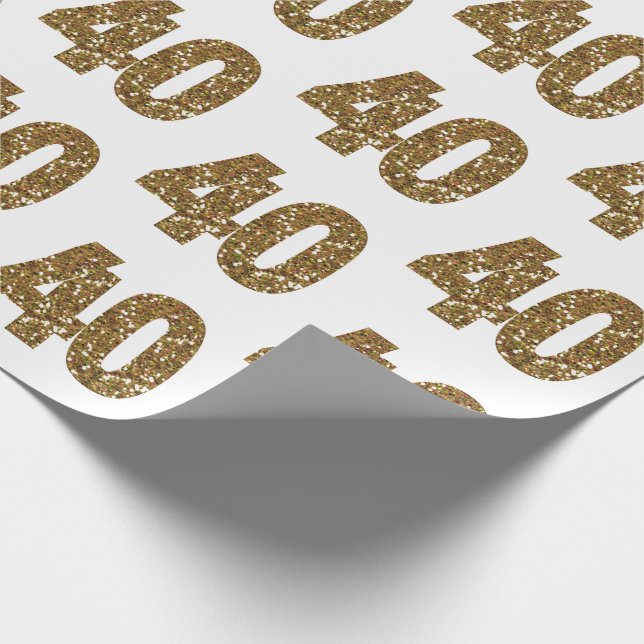 Guld Glitter 40:e födelsedagen Presentpapper (Hörn)