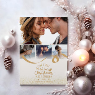Guld Glitter 4 Fotojul Julkort