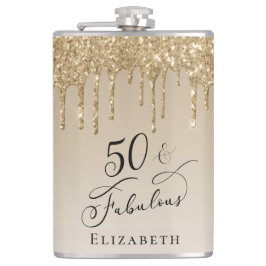 Guld Glitter 50:e födelsedagen Fickplunta