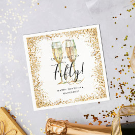 Guld Glitter 50:e Födelsedagsfesten Pappersservett