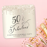 Guld Glitter 50:e Födelsedagsfesten Underlägg Papper Kvadrat<br><div class="desc">Chicens anpassningsbar 50:e födelsedagsfesten underlägg med "50 & Fabulous" i ett kalligrafiskt skript,  en guld-faux-folie och droppande guld faux glitter. Perfekt för bord-dekanter att gästerna kan ta hem som en förmån för souvenir-partiet.</div>