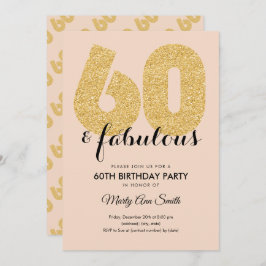  Guld Glitter 60 & Fabulous-Födelsedagsfest Inbjudningar
