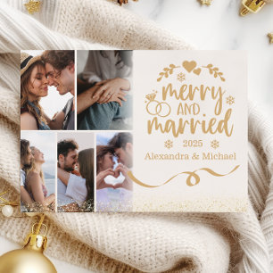 Guld Glitter 6 Fotomeri och gift Julkort