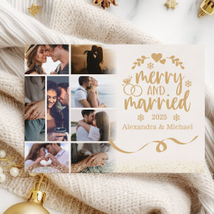Guld Glitter 8 Fotomeri och gift Julkort