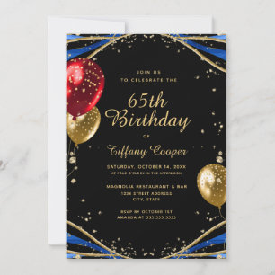 Guld Glitter Agate 65e Birthday Inbjudningar