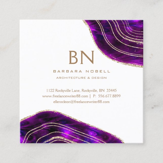 Guld- glitter AgateGeode för kosmiska kristaller Fyrkantigt Visitkort (Framsida)