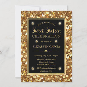 Guld Glitter Alla Hjärtans Dag Hjärtan Sweet Sixte Inbjudningar