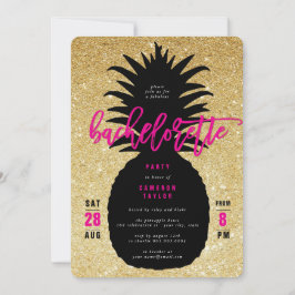 Guld Glitter Ananas Sällskapsfest Inbjudan